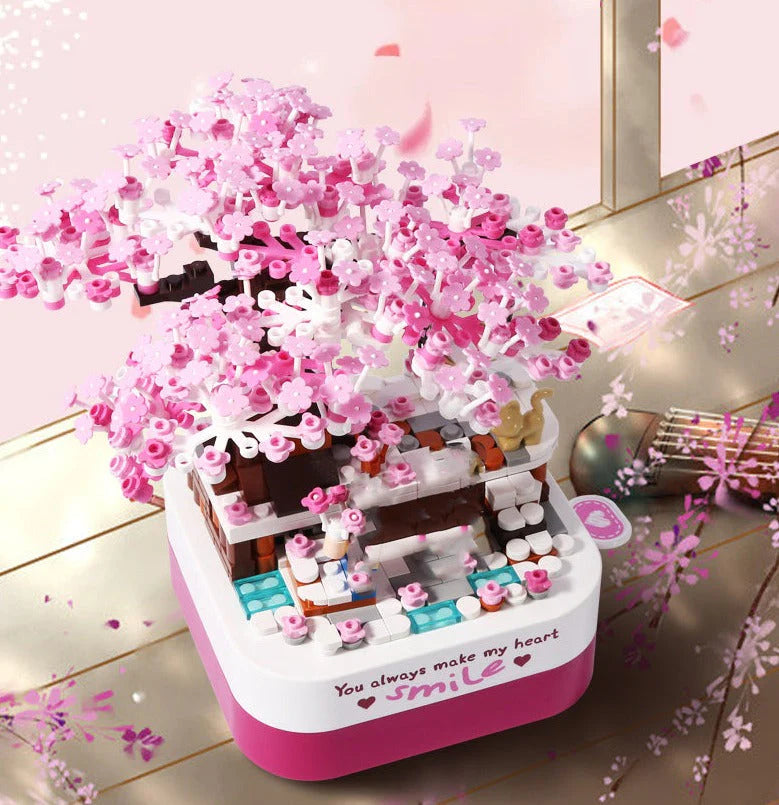 Solid Wood Building Blocks with Glow - in - the - Dark Elements for Nighttime FunSakura-Themed Cherry Blossom Tree Music Box