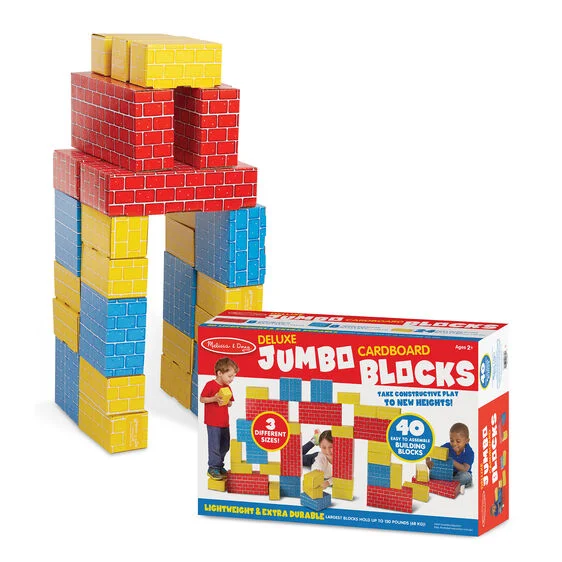 Eco - Friendly Solid Wood Building Blocks with Smooth Edges for Safe ConstructionDeluxe Jumbo Cardboard Blocks - 40 Pieces