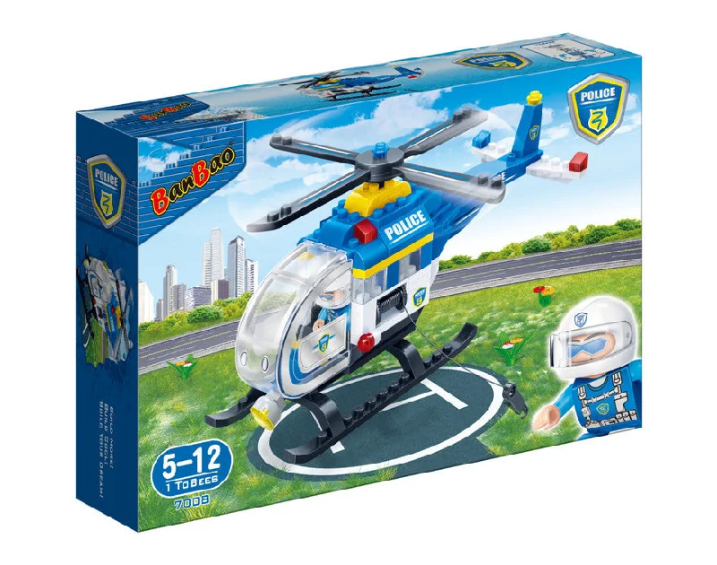 High - Grade Solid Wooden Building Blocks with a Puzzle - Solving FeaturePolice Helicopter Banbao blocks 7008