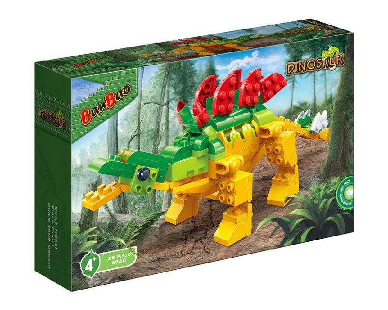 Eco - Friendly Solid Wood Building Blocks with Smooth Edges for Safe ConstructionDinosaur Park Stegosaurus 6860 Banbao