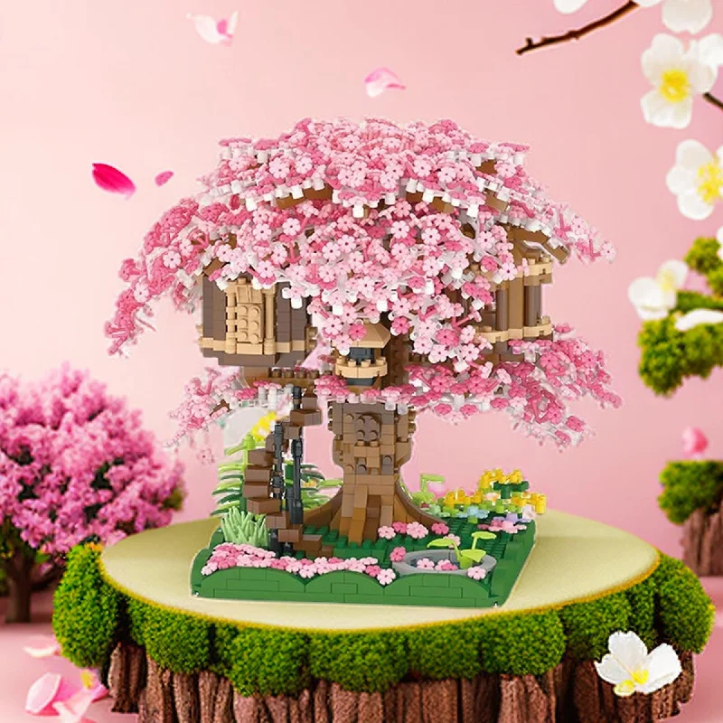 Eco - Friendly Wooden Building Blocks with a Castle - Building ThemeBuild-Your-Own Enchanting Cherry Blossom Treehouse Building Kit - 2008 pcs, Detailed Collectible Model - Perfect for Experienced Builders