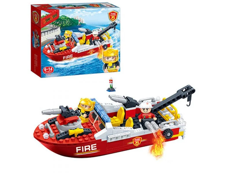 Solid Wood Building Blocks with Removable Parts for Customizable CreationsFire Boat Banbao 7105