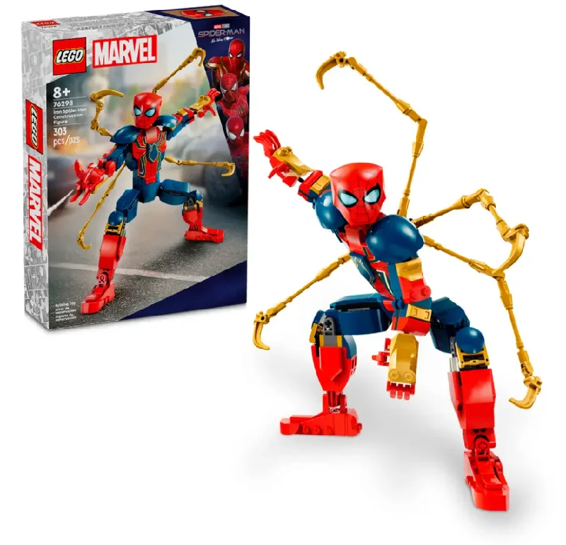 Hand - Made Wooden Building Blocks with a Transportation - Themed CollectionIron Spider-Man Construction Figure