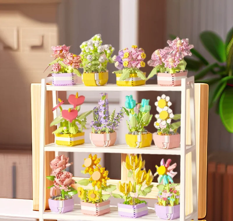 Hand - Made Wooden Building Blocks with a Transportation - Themed CollectionCreative DIY Botanical Flower Sets - Build-Your-Own Garden, Home Decor & Gift Idea