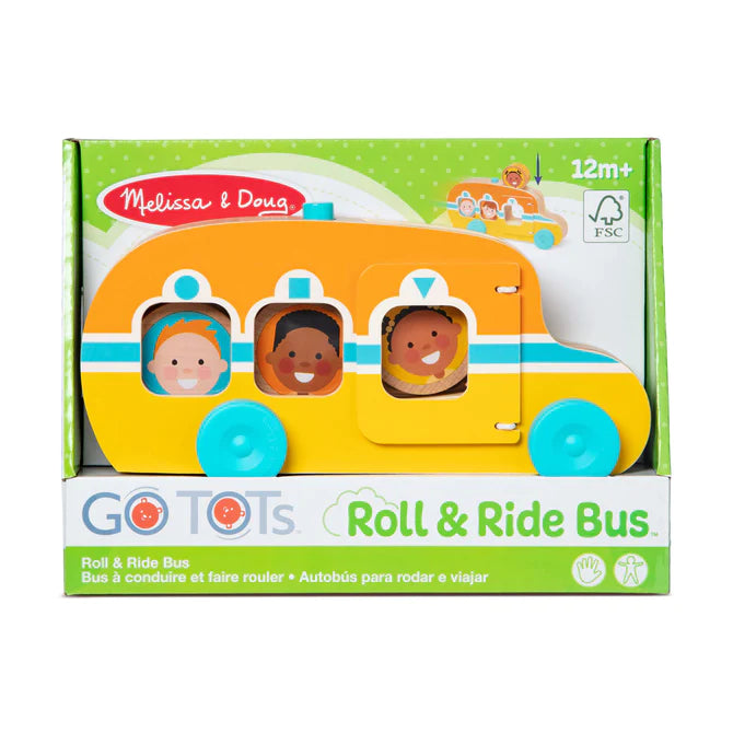 Hand - Made Wooden Building Blocks with a Transportation - Themed CollectionGO Tots Roll  & Ride Bus