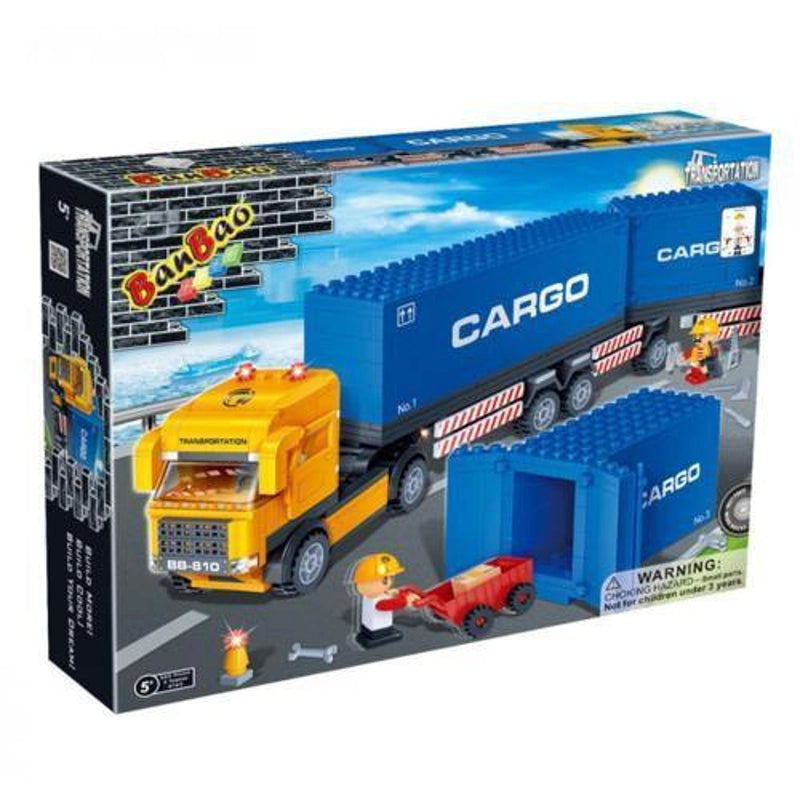 High - Quality Solid Wooden Building Blocks with Magnetic Inserts for Added StabilityCargo Truck Set Banbao Blocks 8763