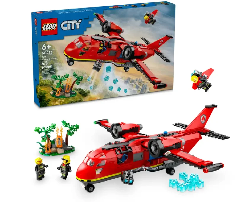 Solid Wood Building Blocks with Removable Parts for Customizable CreationsFire Rescue Plane