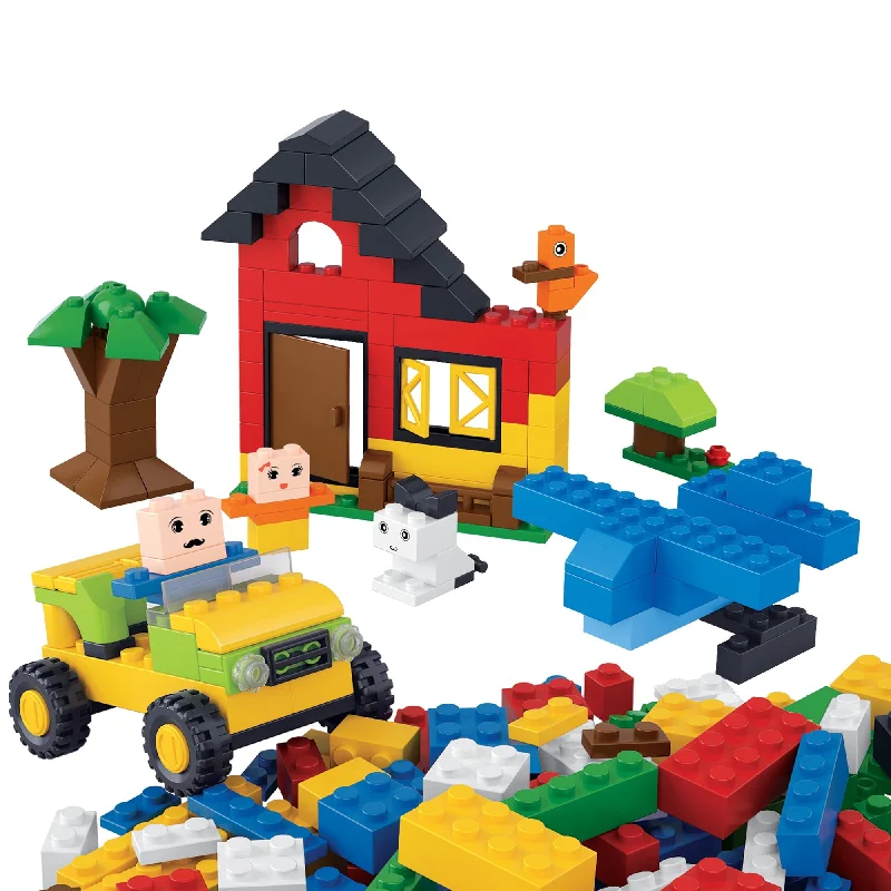 Hand - Painted Wooden Building Blocks in a Farmyard Animal DesignPlayzu By Sluban Kiddy Bricks Building Blocks Toys || 6years to 12years