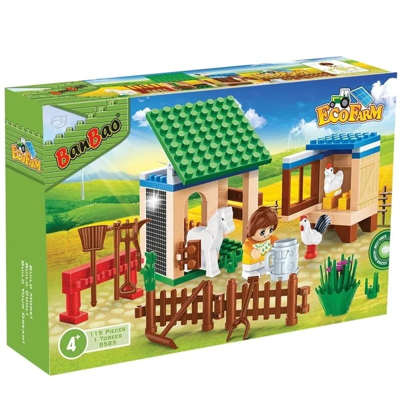 Large - Scale Solid Wood Building Blocks for Outdoor Play and Garden StructuresBanbao Animal Farm Building Set 8585