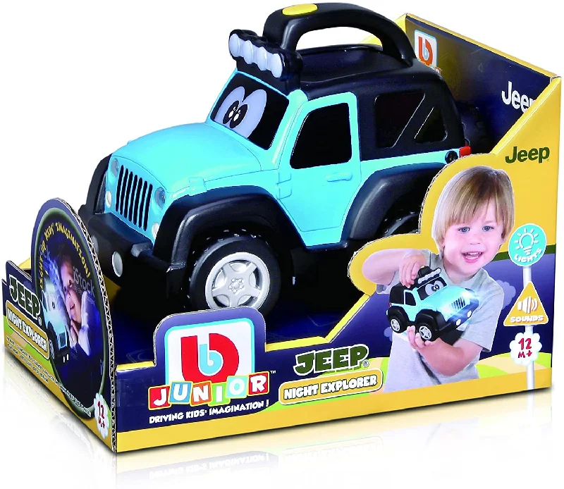 Collectible Train Set with a Steam Locomotive, Passenger Cars, and Track AccessoriesBb Junior Jeep Night Explorer Jeep Wrangler - Blue