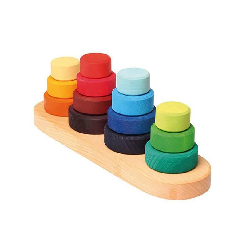 Hand - Turned Wooden Spinning Top with a Colorful Design for Classic AmusementGrimm's fabuto stacking towers