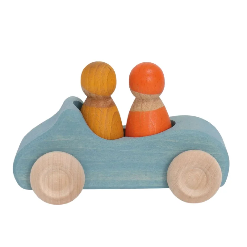 Eco - Friendly Wooden Building Blocks Set with Magnetic Connectors for Creative ConstructionLarge Wooden Convertible Car - Blue