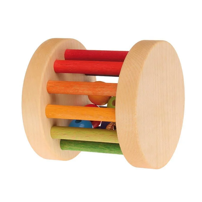 Solid Wood Construction Toy Set with Nuts, Bolts, and Tools for DIY ProjectsGrimm's mini rolling wheel with bells - rainbow