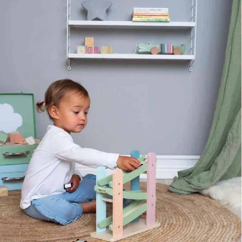 Battery - Operated Ride - On Tractor for Toddlers with Farmer - Themed AccessoriesJabadabado Wooden Car Roller with 3 cars