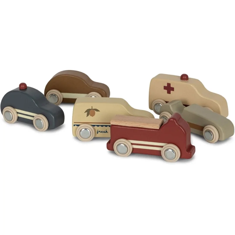 Kids' Plastic Pedal - Powered Tricycle with a Storage Basket and Safety FeaturesKonges Sløjd Beige Wooden Mini Cars 9 Pcs