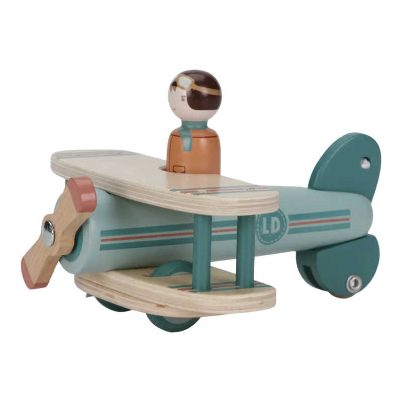 Sustainable Wood Marble Run Set with Multiple Tracks and Marble StorageLittle Dutch Toy Airplane