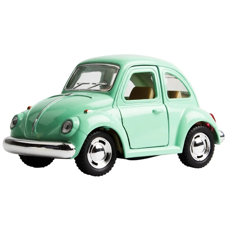 N - Scale Model Train Layout with a City - Themed Background and Animated FiguresMagni VW Classic Beetle - Green Pastel