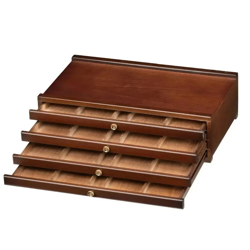 Sustainable Wooden Sculpture Carving Tools for Creating Artistic FiguresMEEDEN 4-Drawer Art Supply Storage Box, Walnut Color