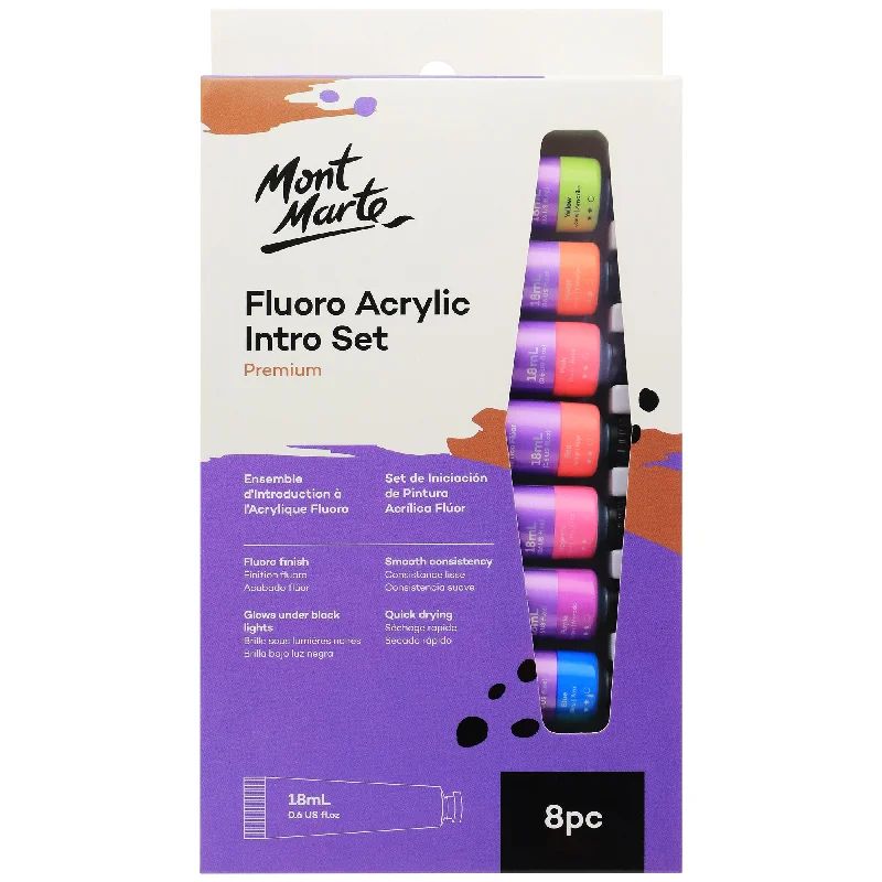 Natural Finish Wooden Picture Frames for Displaying Hand - Painted ArtworksMont Marte Fluro Acrylic Paint Set 8PC x 18ml