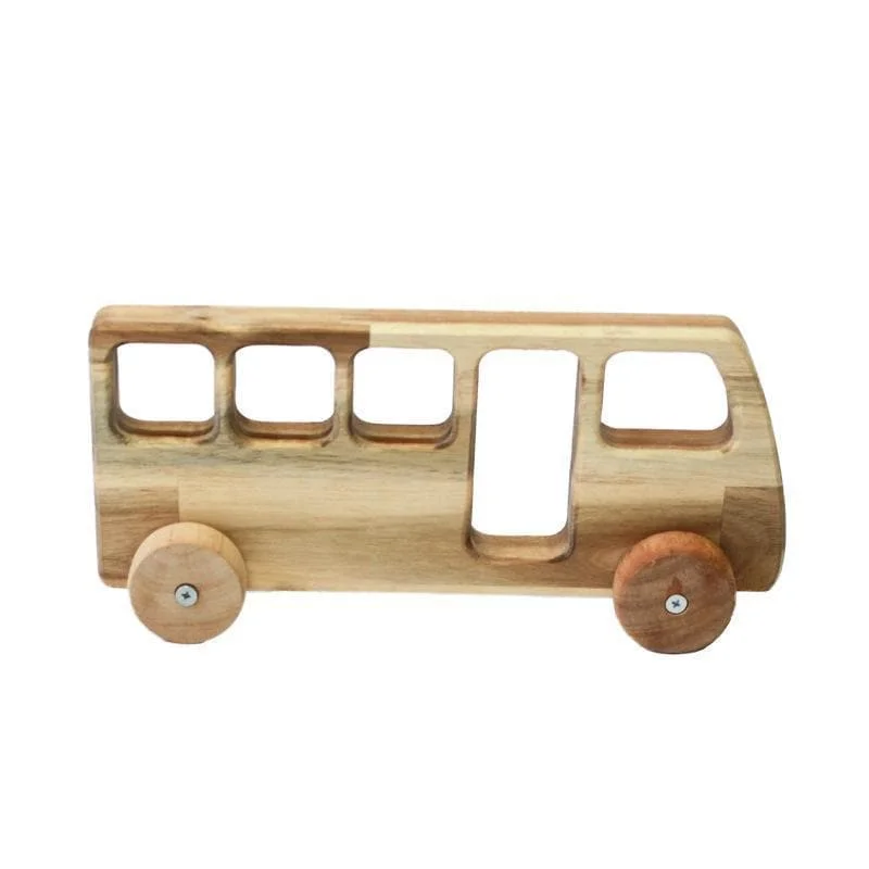 Traditional Wooden Domino Set with Engraved Numbers for Family Game NightsWooden Toy Bus