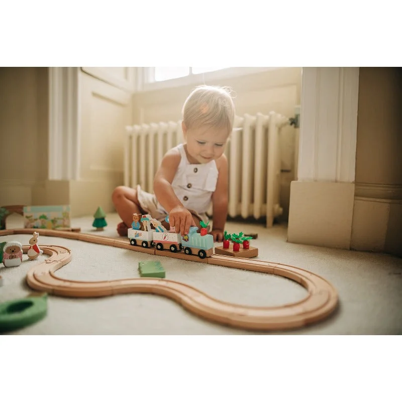 Natural Finish Wooden Pull - Along Toy Duck with Wheels for Toddler Outdoor PlayPeter Rabbit™ Train Track