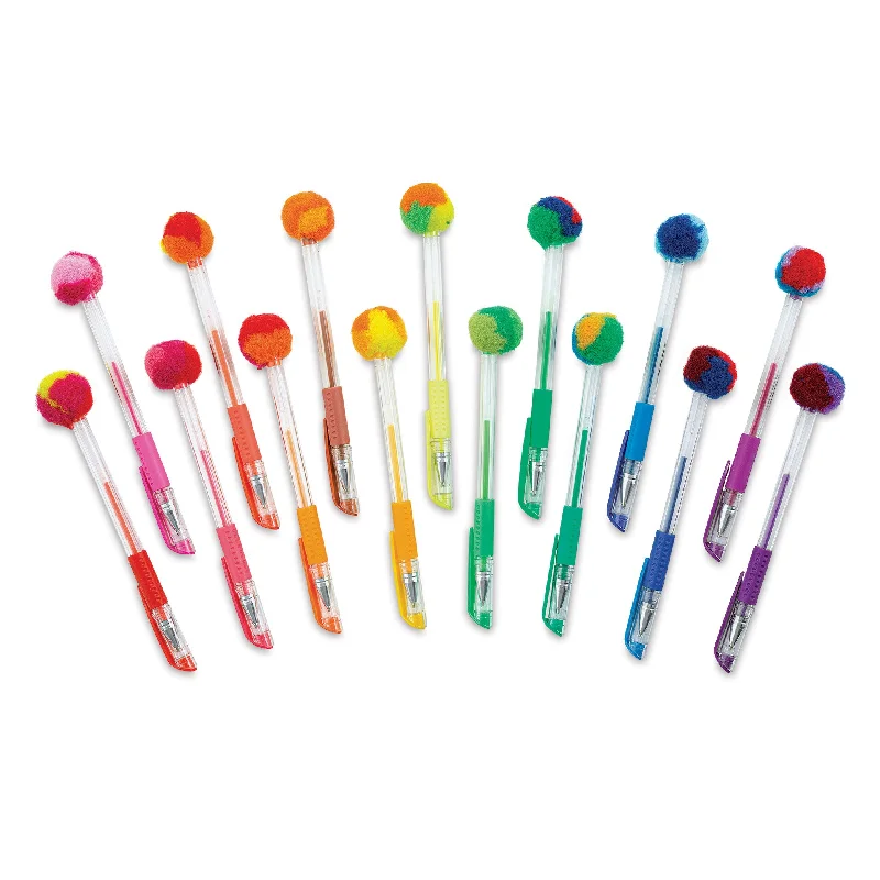 Hand - Sanded Wooden Dowels for Building Structures in 3D HandicraftsPom Pom Gel Pens - Pkg of 15