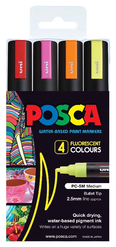 Wooden Sketchbook Covers with Elastic Closures for Protecting ArtworkPosca Paint Marker PC-5M 1.8-2.5mm Bullet Tip 4 Piece Pack Fluorescent Colour