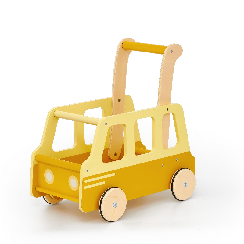 Hand - Turned Wooden Spinning Top with a Colorful Design for Classic AmusementPush School Bus Yellow 2001 C flatpacked