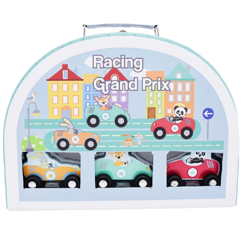 Hand - Painted Wooden Doll Set with Dresses and Accessories for Pretend PlaytimeRacing Grand Prix