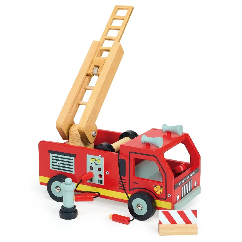 Sustainable Solid Wood Puzzle Set with 50 Pieces for Family Bonding and Brain TrainingRed Fire Engine