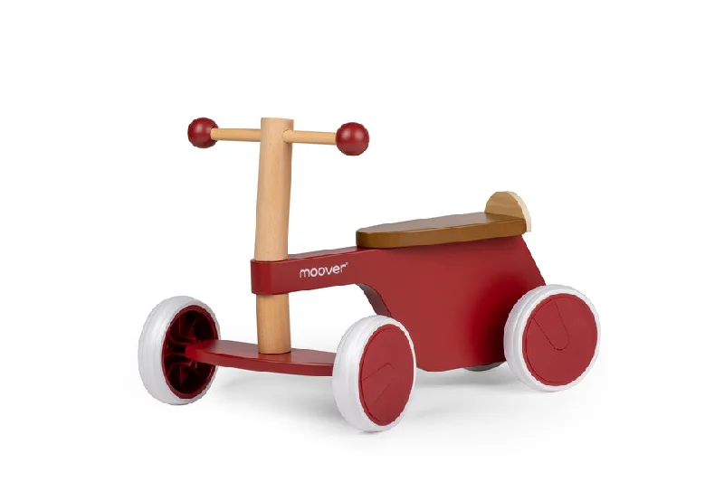 Natural Finish Wooden Pull - Along Toy Duck with Wheels for Toddler Outdoor PlayRide-on Bike 4 wheels Red