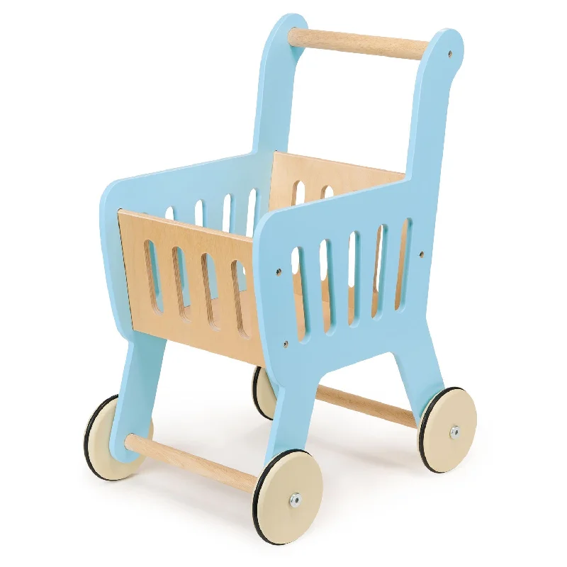 Natural Finish Wooden Pull - Along Wagon for Outdoor Toy Transport and PlayShopping Cart