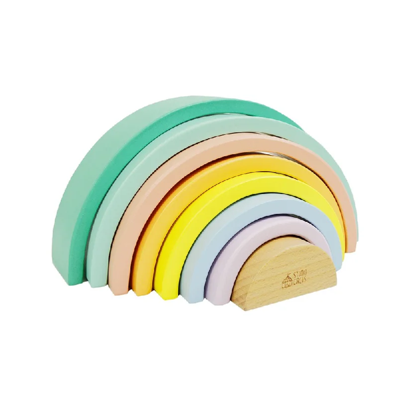 Handmade Wooden ABC Puzzle with Raised Letters for Tactile Learning ExperienceStacking Rainbow