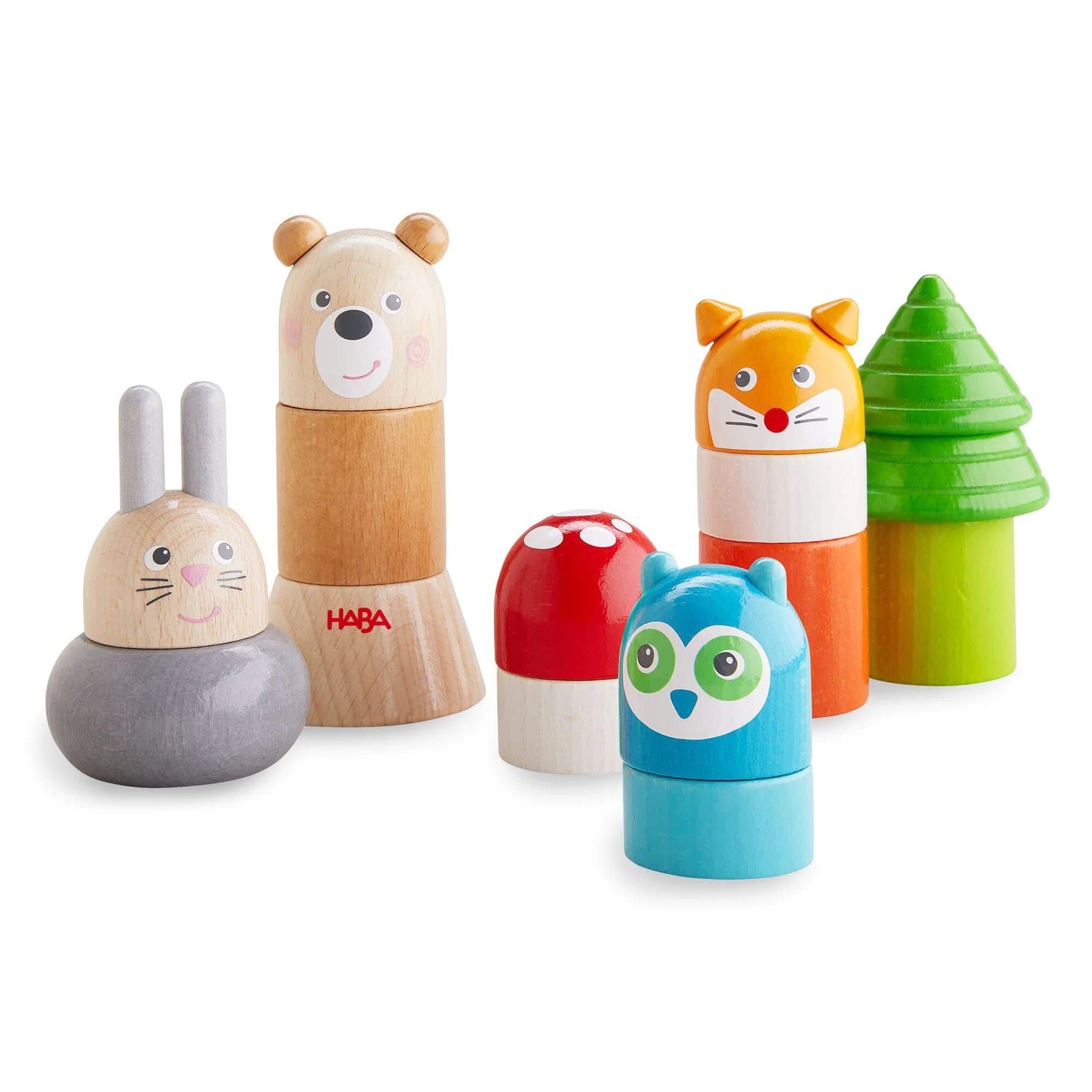 Hand - Turned Wooden Spinning Top with a Colorful Design for Classic AmusementForest Animals Wooden Stacking Toy