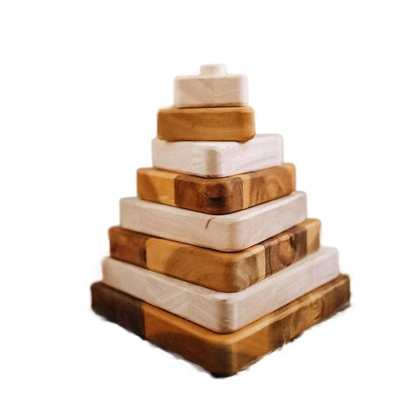 Eco - Friendly Wooden Building Blocks Set with Magnetic Connectors for Creative ConstructionStacking Triangle