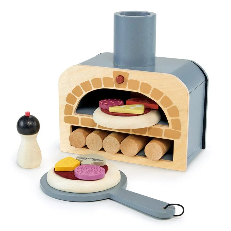 Eco - Friendly Wooden Building Blocks Set with Magnetic Connectors for Creative ConstructionTender Leaf Toys Make Me a Pizza Set