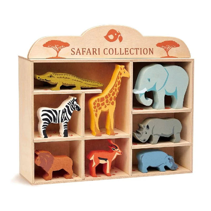 Eco - Friendly Wooden Building Blocks Set with Magnetic Connectors for Creative ConstructionSafari Animals Set