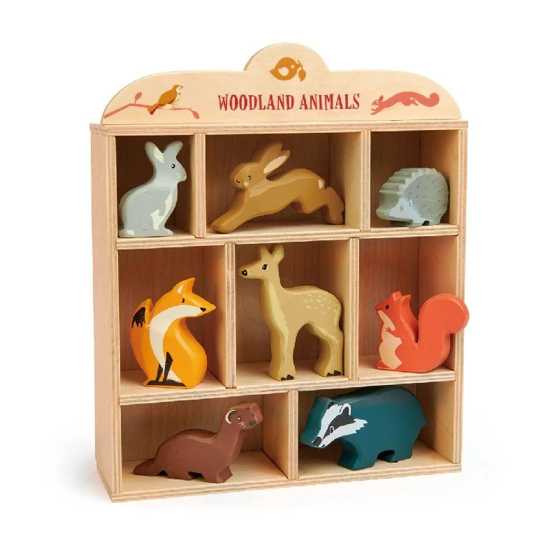 Hand - Turned Wooden Spinning Top with a Colorful Design for Classic AmusementWoodland Wooden Animals Set