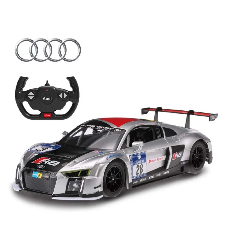 Remote - Controlled High - Speed Off - Road Buggy with All - Terrain Tires and SuspensionToys RC Audi R8 LMS Performance Model W/ LED Lights 12" 1:14 Scale | White