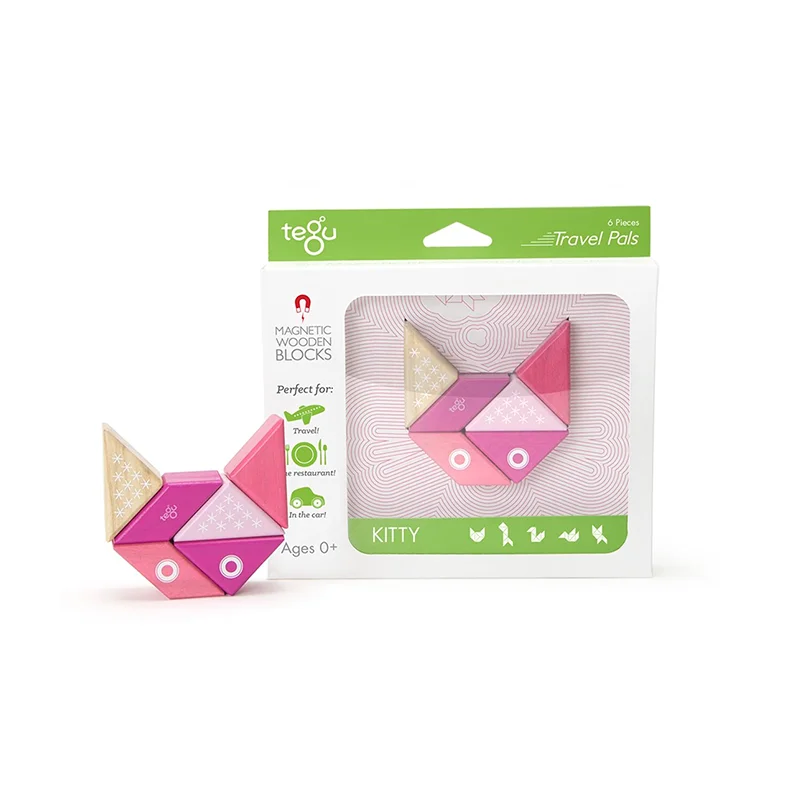 Hand - Turned Wooden Spinning Top with a Colorful Design for Classic AmusementTravel Pals - Kitty