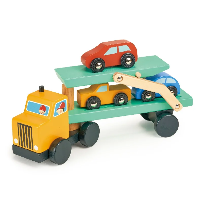 Solid Wood Construction Toy Set with Nuts, Bolts, and Tools for DIY ProjectsVehicle Transporter