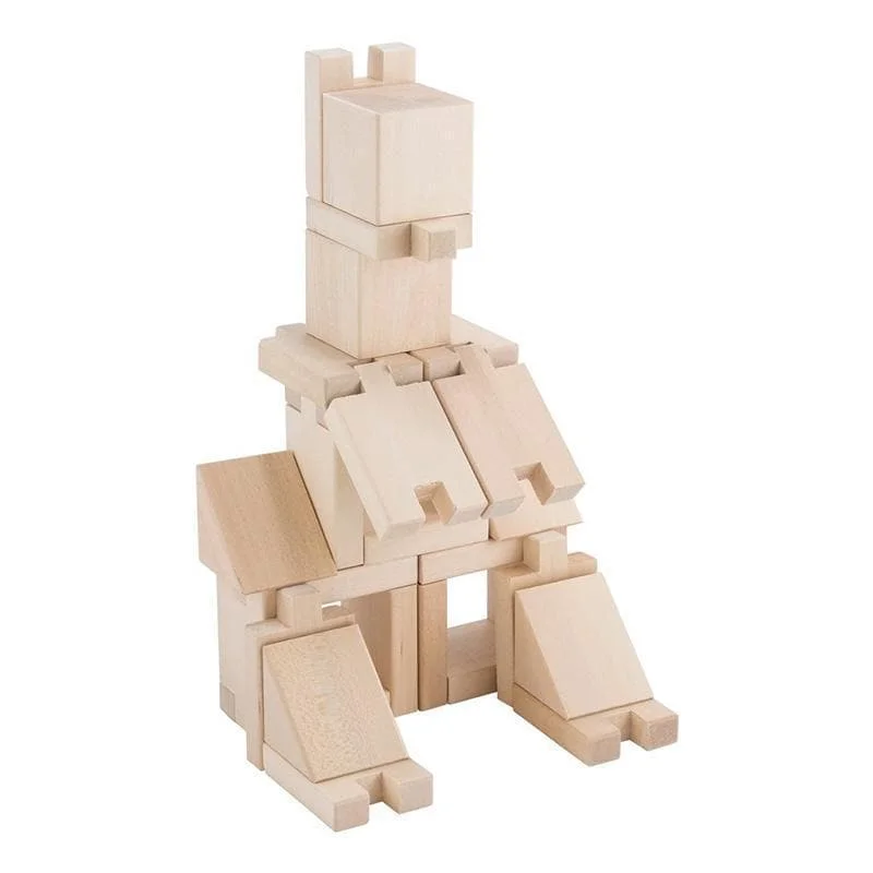 Sustainable Wood Marble Run Set with Multiple Tracks and Marble StorageWooden Building Blocks - Smarty