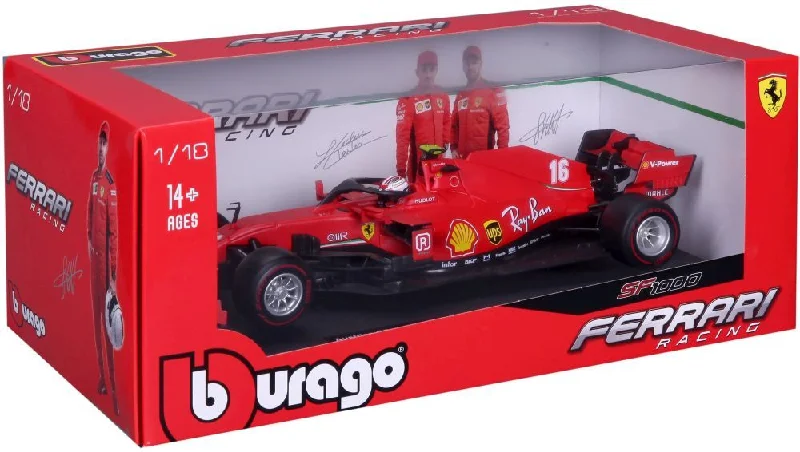 Slot Car Racing Set featuring Formula 1 Cars and a Multilane TrackBurago 1:18  Ferrari Scuderia #16 Charles Leclerc 2020 SF1000 Soft Tyres (Red walls)