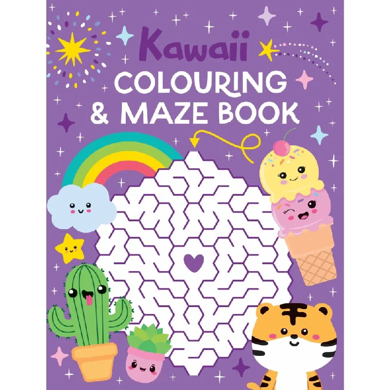 Sustainable Solid Wood Educational Toys with a Language - Learning Activity BookColouring & Maze Book - Kawaii