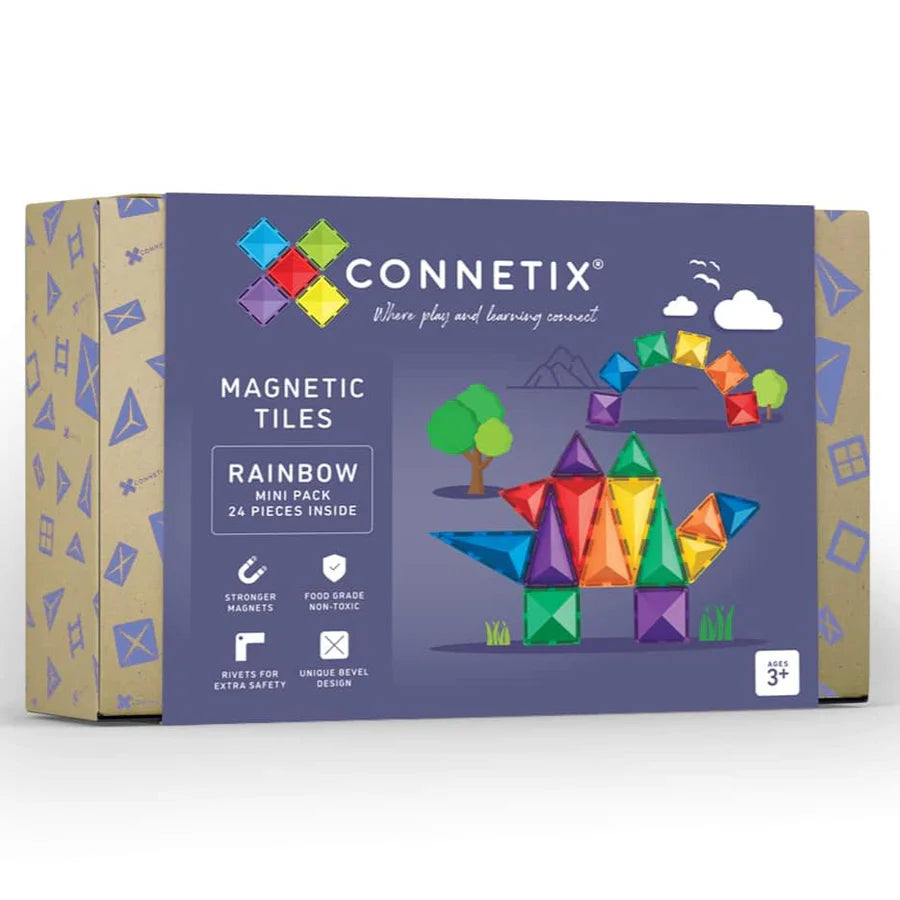 Sustainable Wooden Educational Toys with a Storytelling and Role - Playing SetConnetix Magnetic Tiles Rainbow Mini pack 24pc