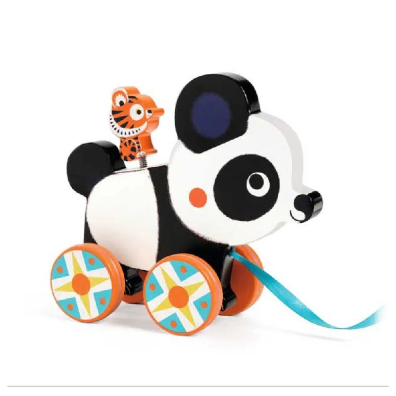 Sustainable Wooden Educational Toys with a Storytelling and Role - Playing SetDjeco Wooden Pull Along Toy Panda, Billie - Wooden Toys 18 mths +