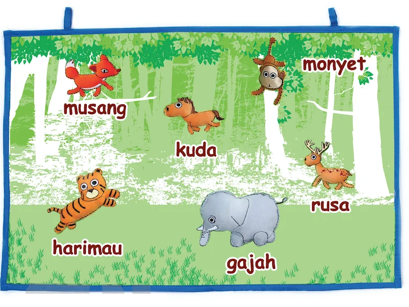 High - Grade Solid Wood Educational Toys for Improving Hand - Eye CoordinationClearance - Handmade Felt Wall Hanging Malay - Wild Animals   (Haiwan Dalam Hutan)