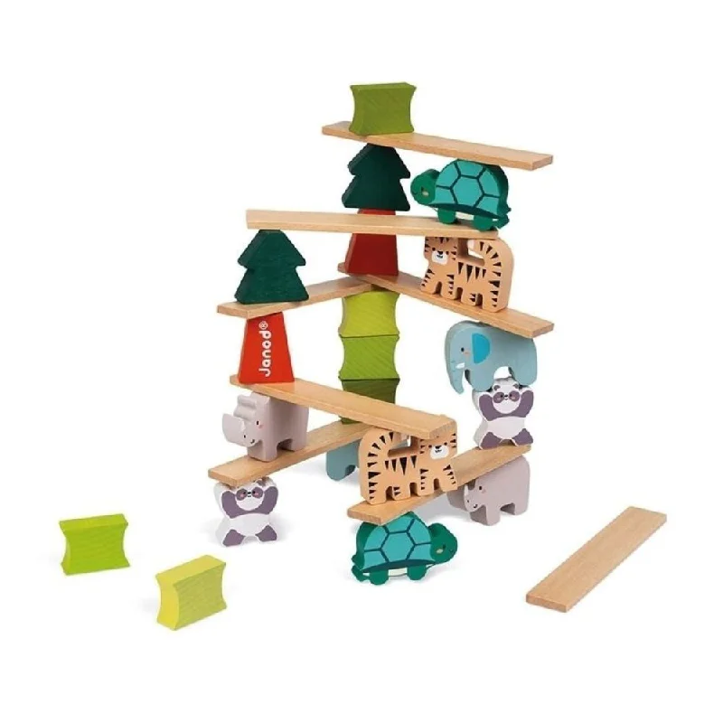 Solid Wood Educational Toys with a Coding and Logic - Building GameJanod Wooden Animal Stacking Game