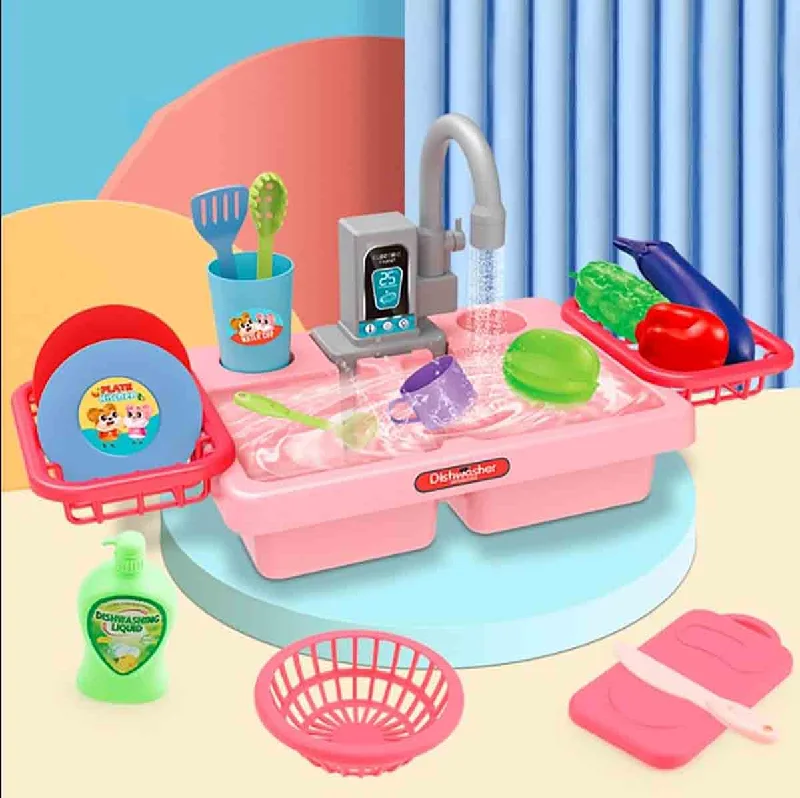 High - Quality Solid Wood Educational Toys for Developing Fine Motor Skills in KidsKitchen Sink Electric Dishwasher Toy Automatic