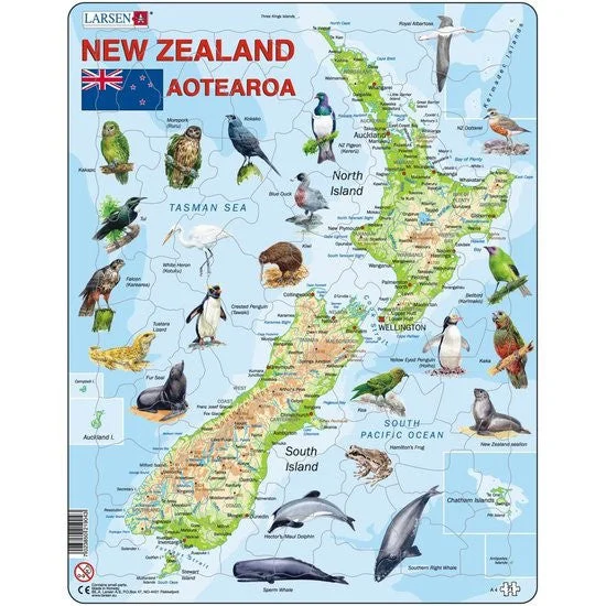 High - Grade Solid Wood Educational Toys for Improving Hand - Eye CoordinationLarsen Puzzle New Zealand Map 71pc